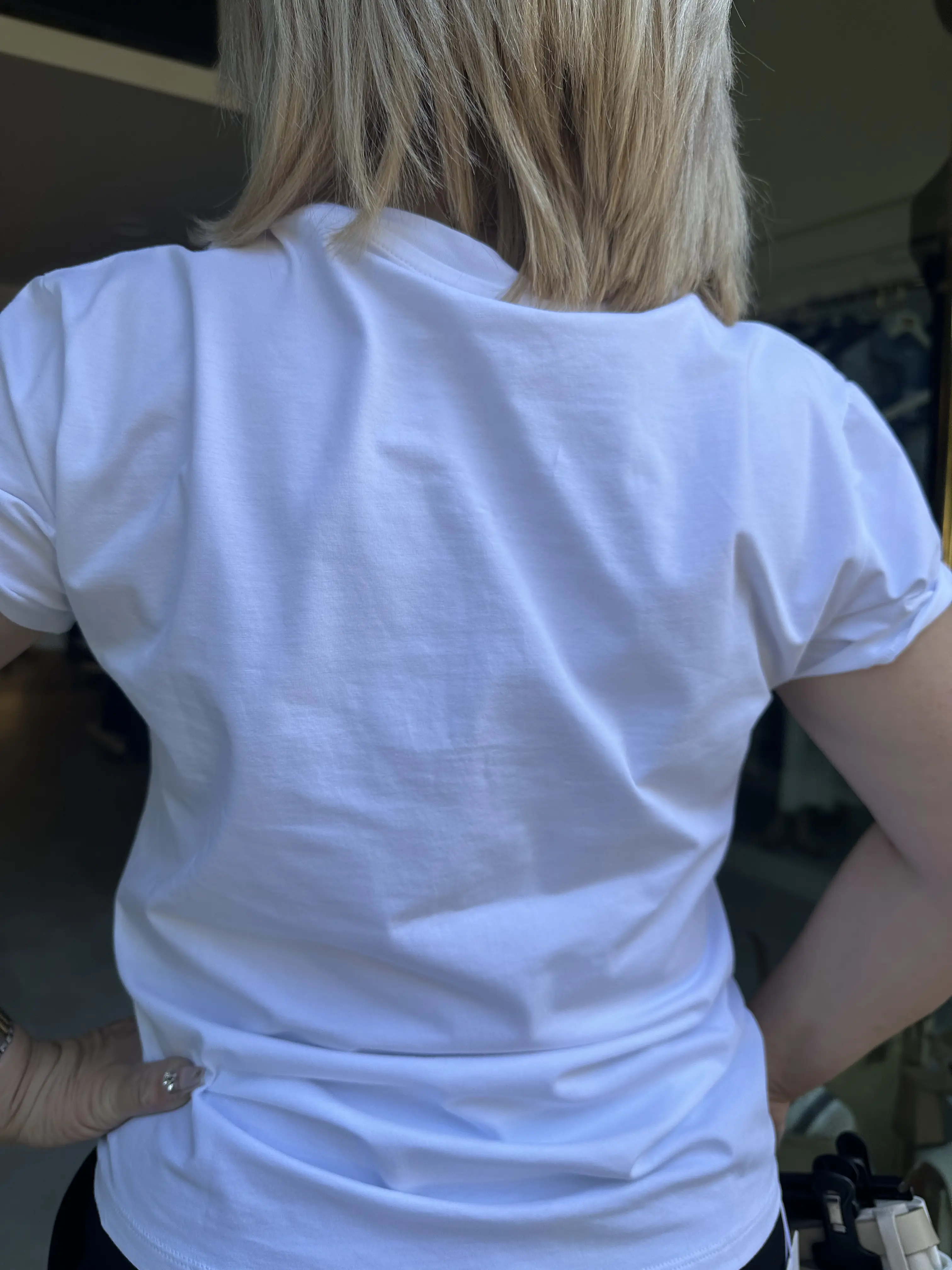 Λευκό T-Shirt με σχέδιο Κοπέλα με Στρας