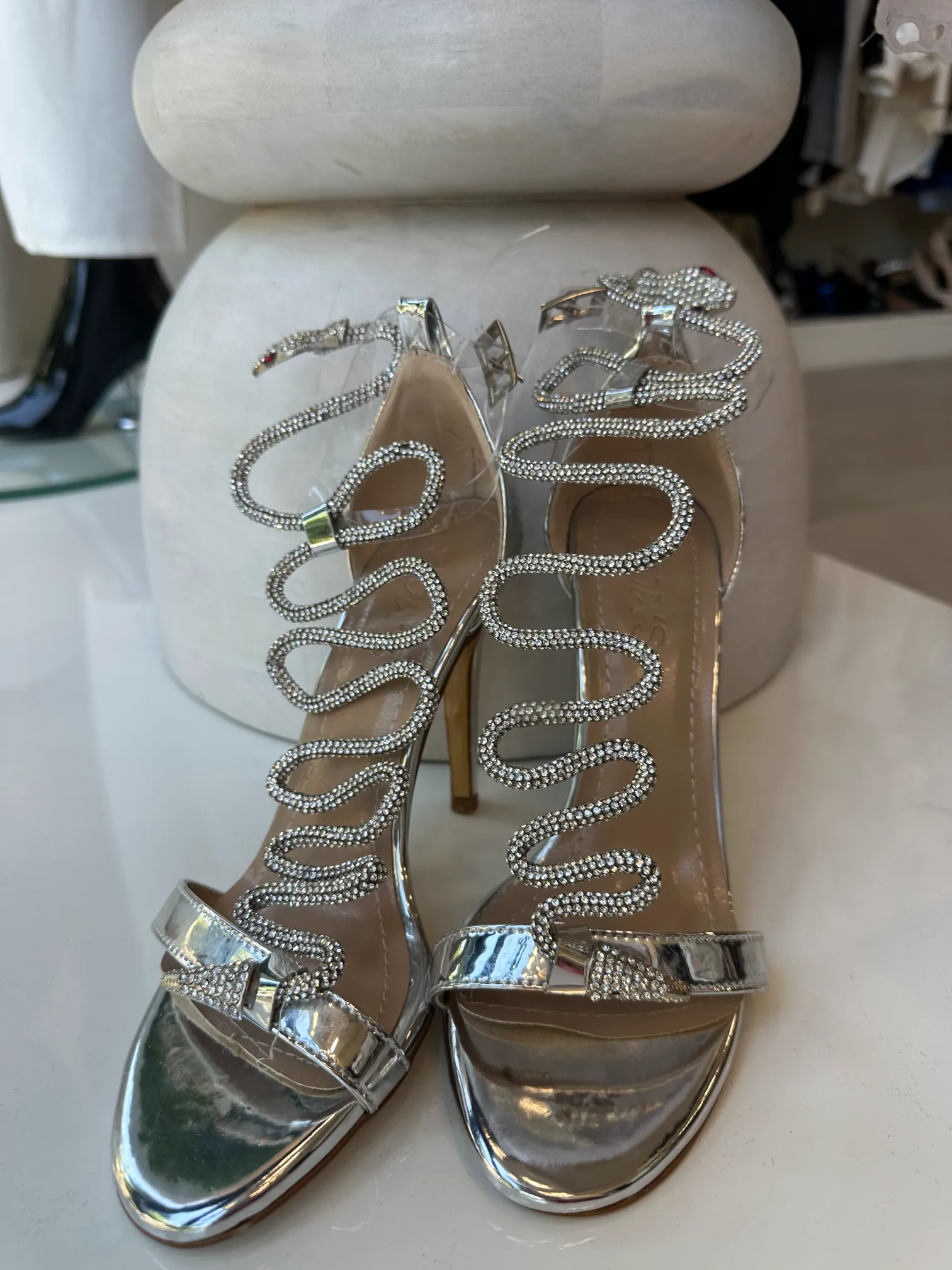 Γυναικείο Μεταλλιζέ Πέδιλο με Snake Print