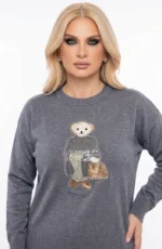 Πλεκτή μπλούζα τύπου Polo με teddy bear