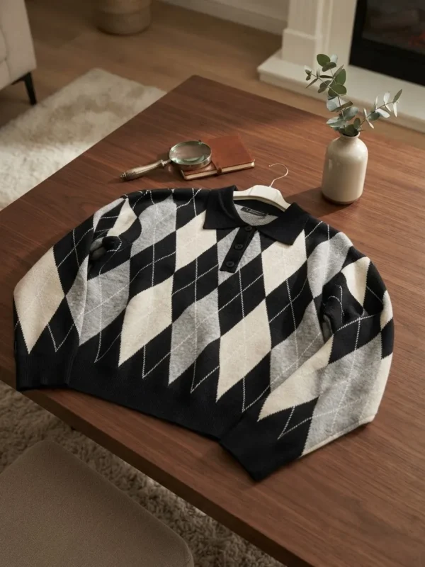 Πλεκτή Polo Μπλούζα Argyle