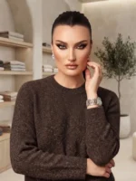Πλεκτή Μπλούζα με Εντυπωσιακό Floral Σχέδιο στην Πλάτη