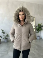 Γυναικείο Μπουφάν Puffer 2 Όψεων με Animal Print & Γούνινη Κουκούλα
