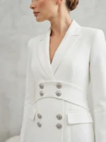 Λευκό Shirt-Dress με Ζώνη και Διακοσμητικά Κουμπιά