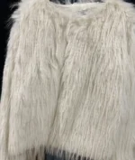 Γουνάκι Faux Fur, Fluffy Χωρίς Γιακά σε Off-White Απόχρωση