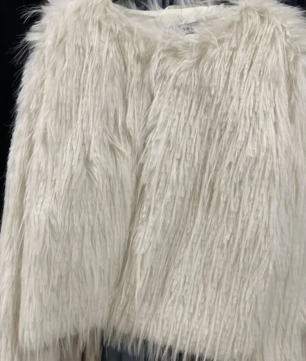 Γουνάκι Faux Fur, Fluffy Χωρίς Γιακά σε Off-White Απόχρωση