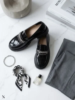Γυναικεία Παπούτσια Noir Chain Loafers