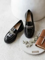 Γυναικεία Παπούτσια Noir Chain Loafers