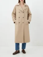 Κλασική Μάξι Oversized Καπαρντίνα Μπεζ με Διπλό Κούμπωμα