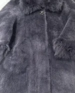 Κομψό Πολυτελές Γκρι Faux Fur Παλτό