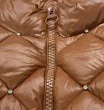 Καπιτονέ terracotta Μπουφάν με Όρθιο Γιακά, Κοντό Φερμουάρ & Φαρδιά Μανίκια