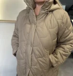 Γυναικείο Καπιτονέ Puffer Μπουφάν με Κουκούλα – Μπεζ