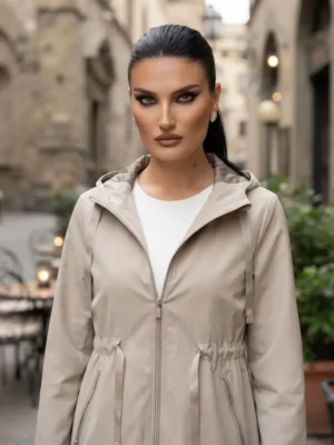 Γυναικείο 2-in-1 Jacket με Αποσπώμενη Κουκούλα & Ρυθμιζόμενη Μέση – Διπλής Όψης