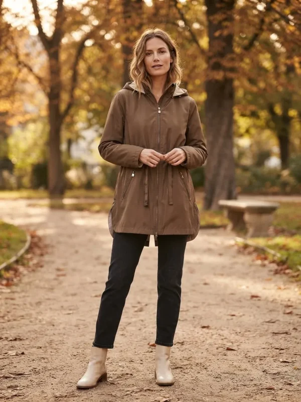 Γυναικείο 2-in-1 Jacket με Αποσπώμενη Κουκούλα & Ρυθμιζόμενη Μέση – Διπλής Όψης